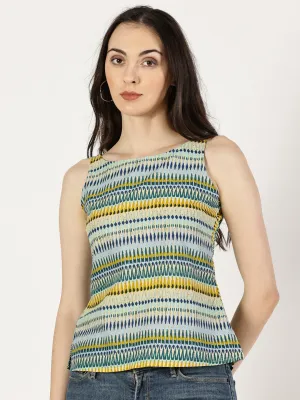 Blue Aztec Cotton Printed Top