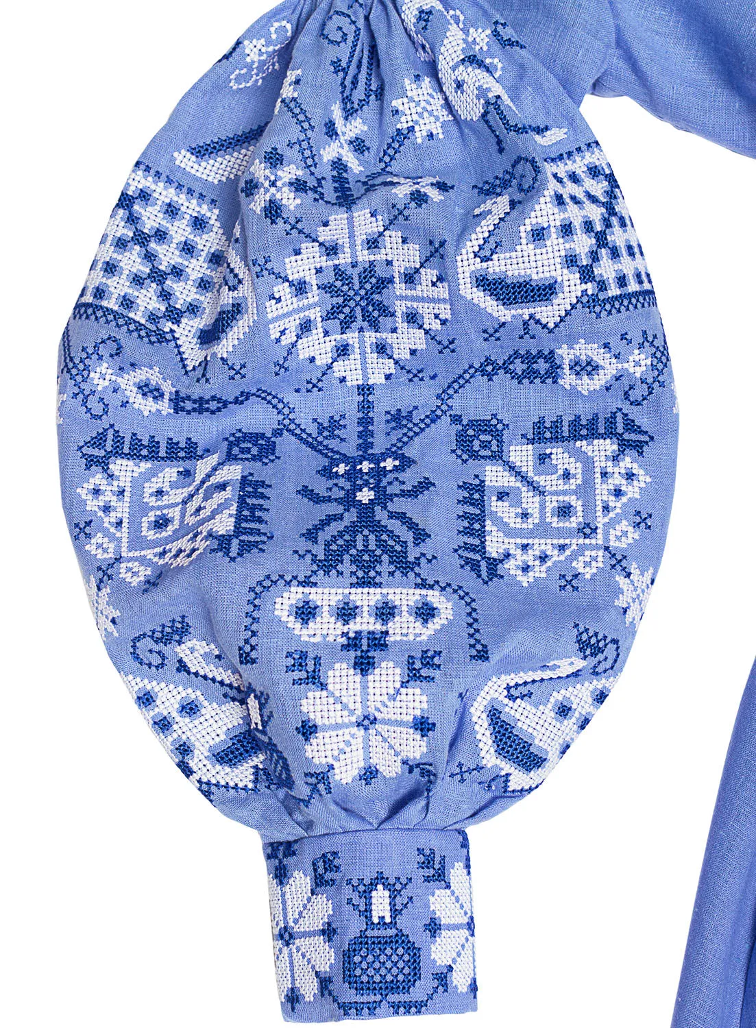 Blue embroidered wrap dress