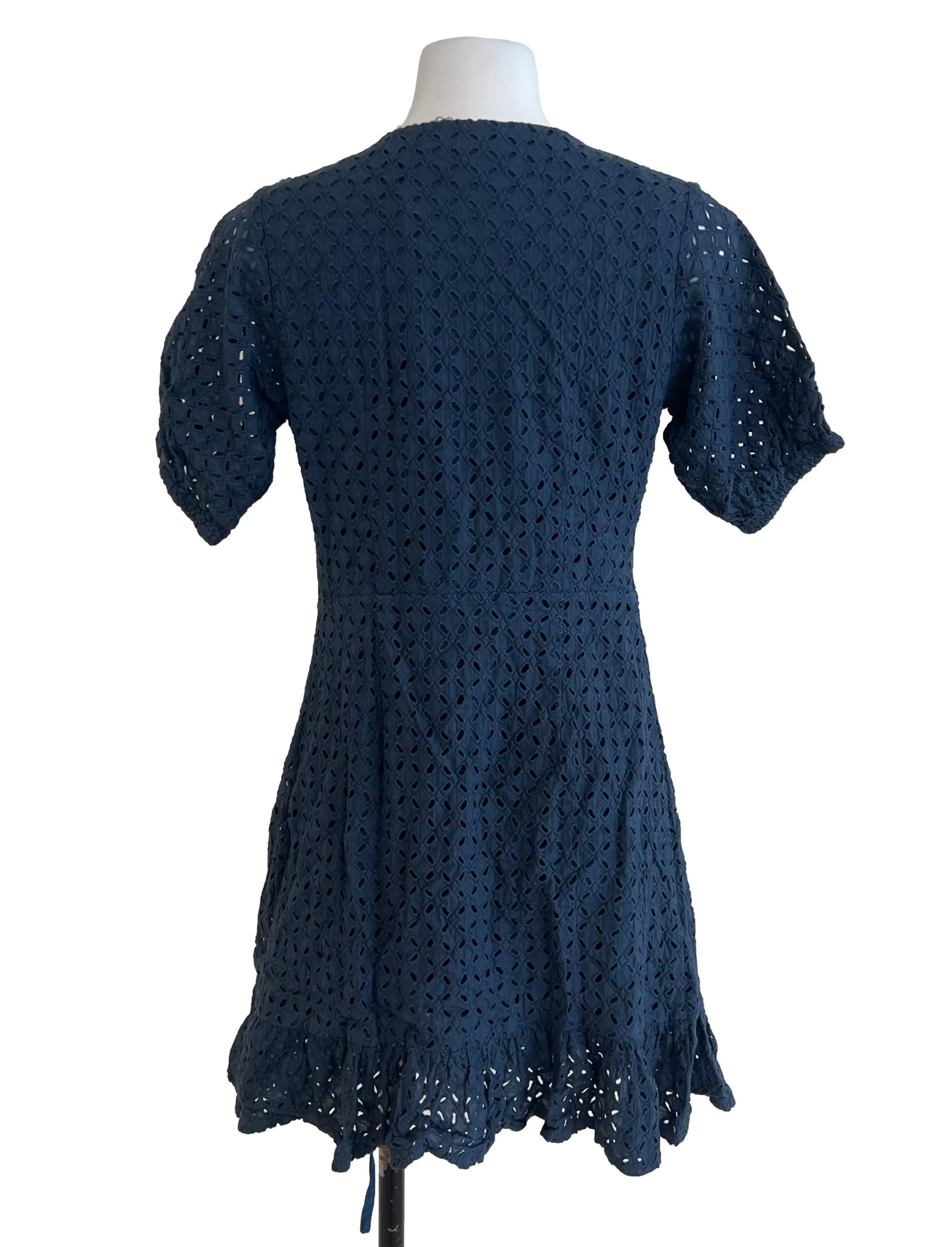 Blue Embroidered Wrap Dress