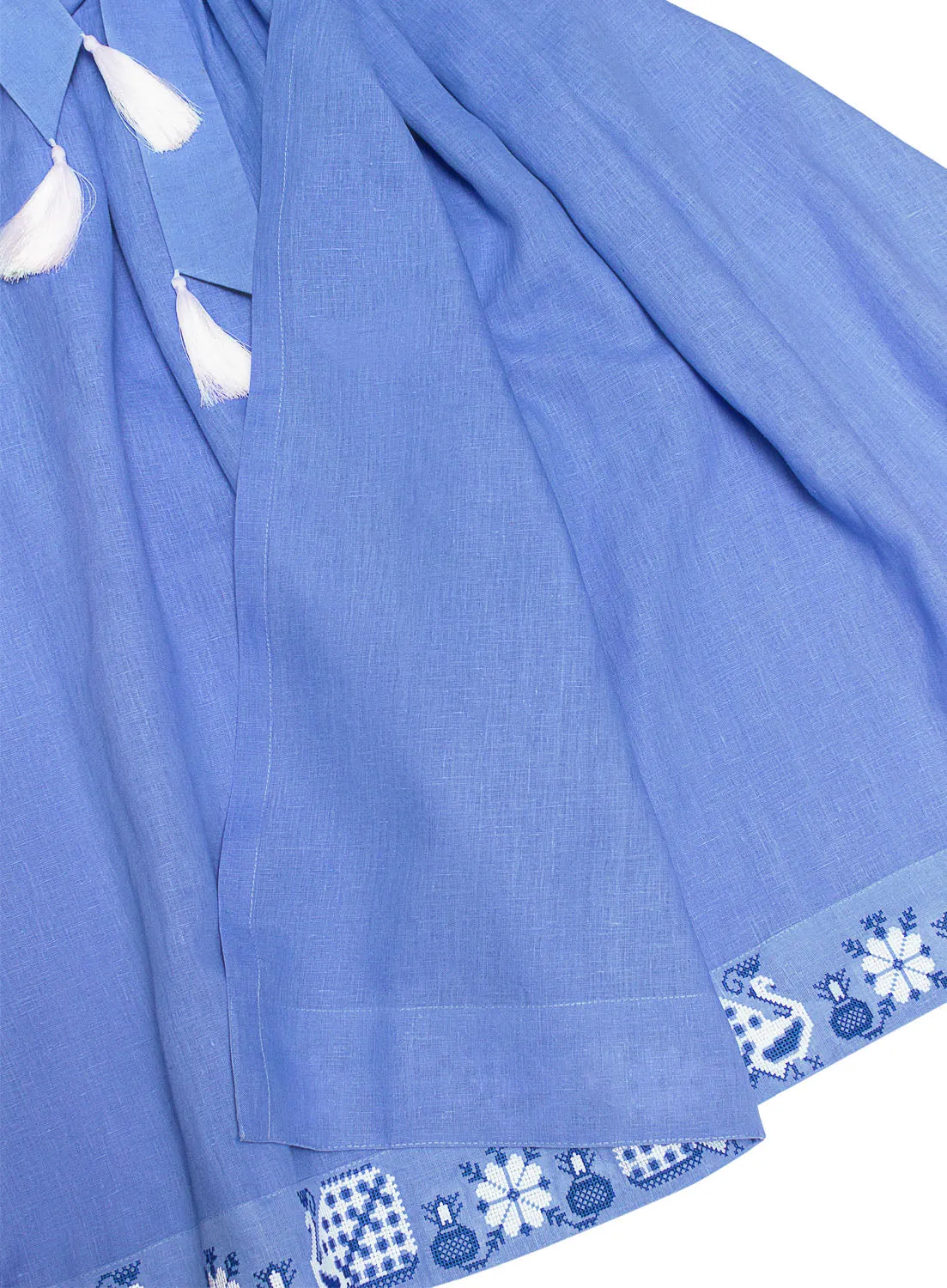 Blue embroidered wrap dress