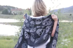 Blue Pacific Frida Sugar Skull  Scarf