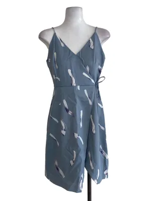 Blue Printed Wrap Dress