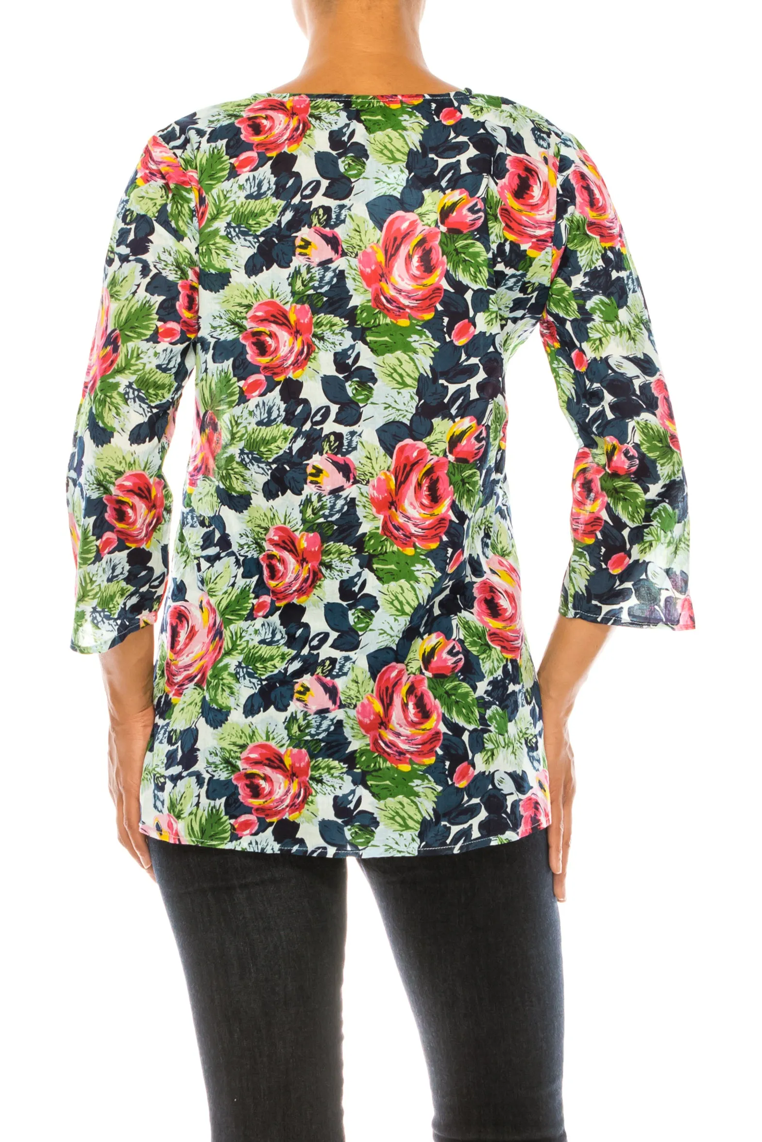 Boho Floral Tunic with Embroidery