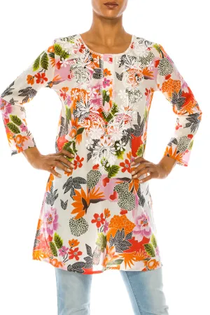 Boho Tunic with Floral Embroidery