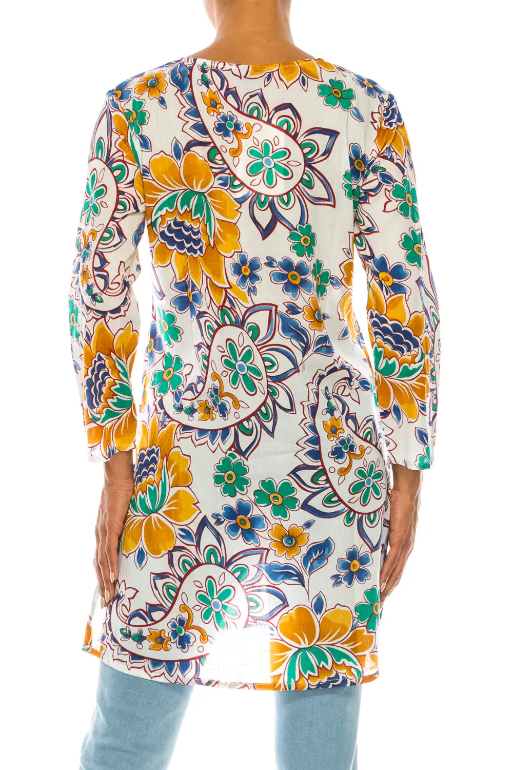 Boho Tunic with Floral Embroidery