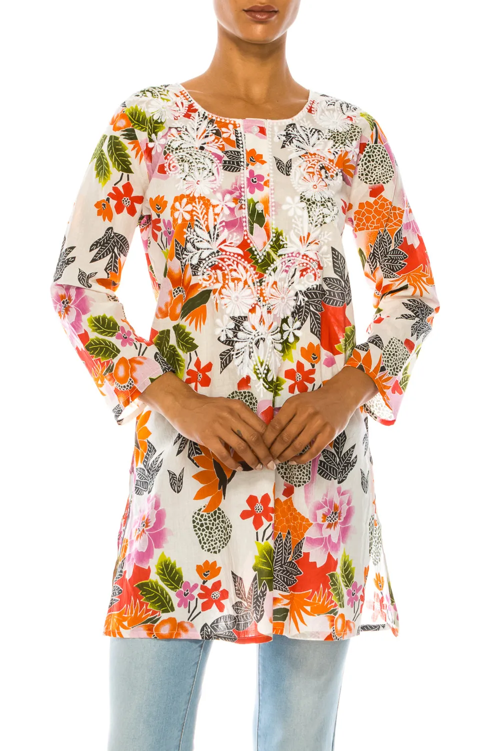 Boho Tunic with Floral Embroidery