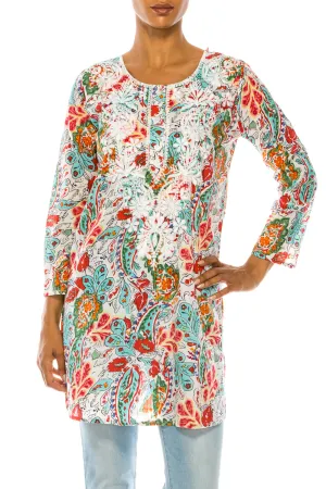 Boho Tunic with Floral Embroidery