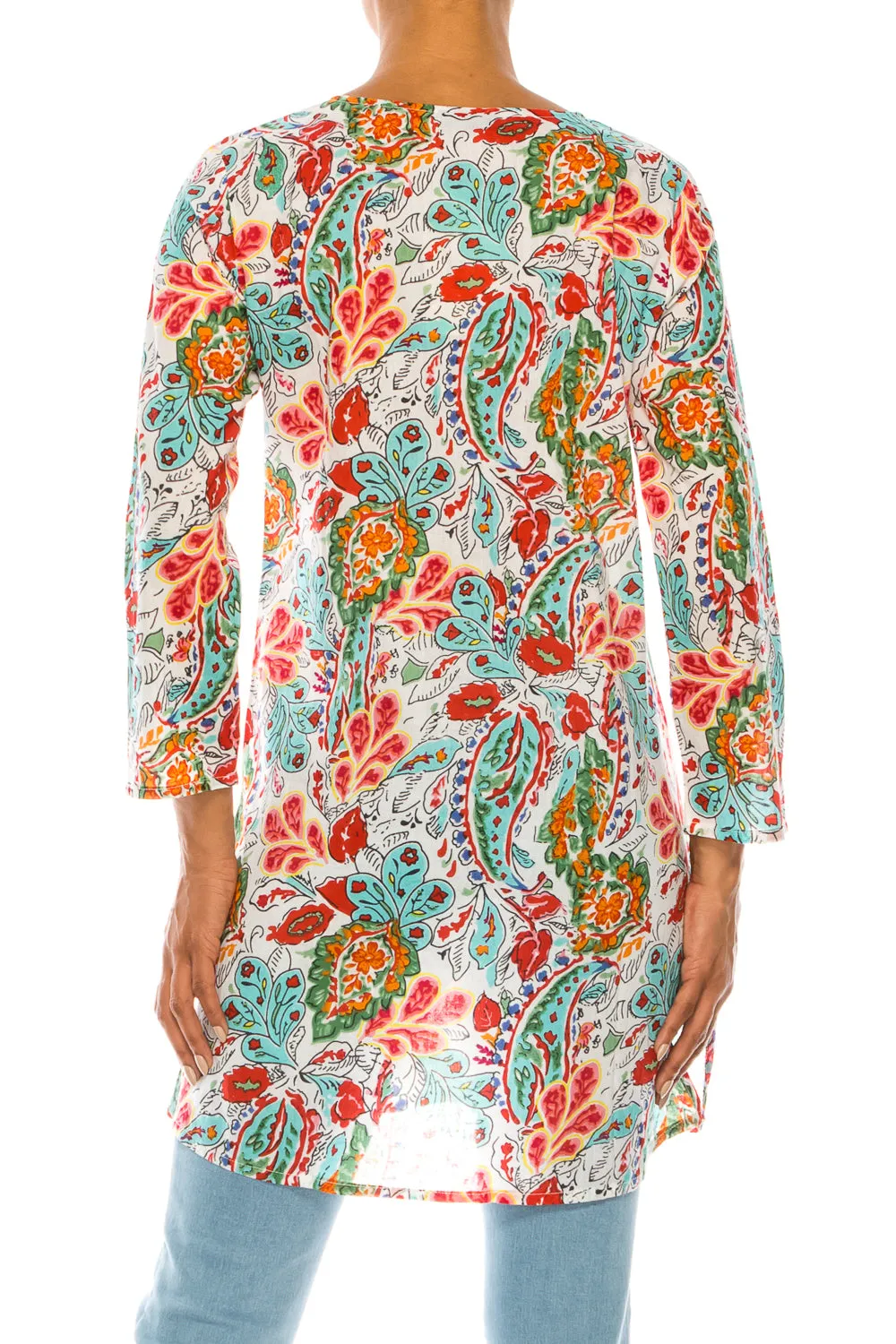 Boho Tunic with Floral Embroidery