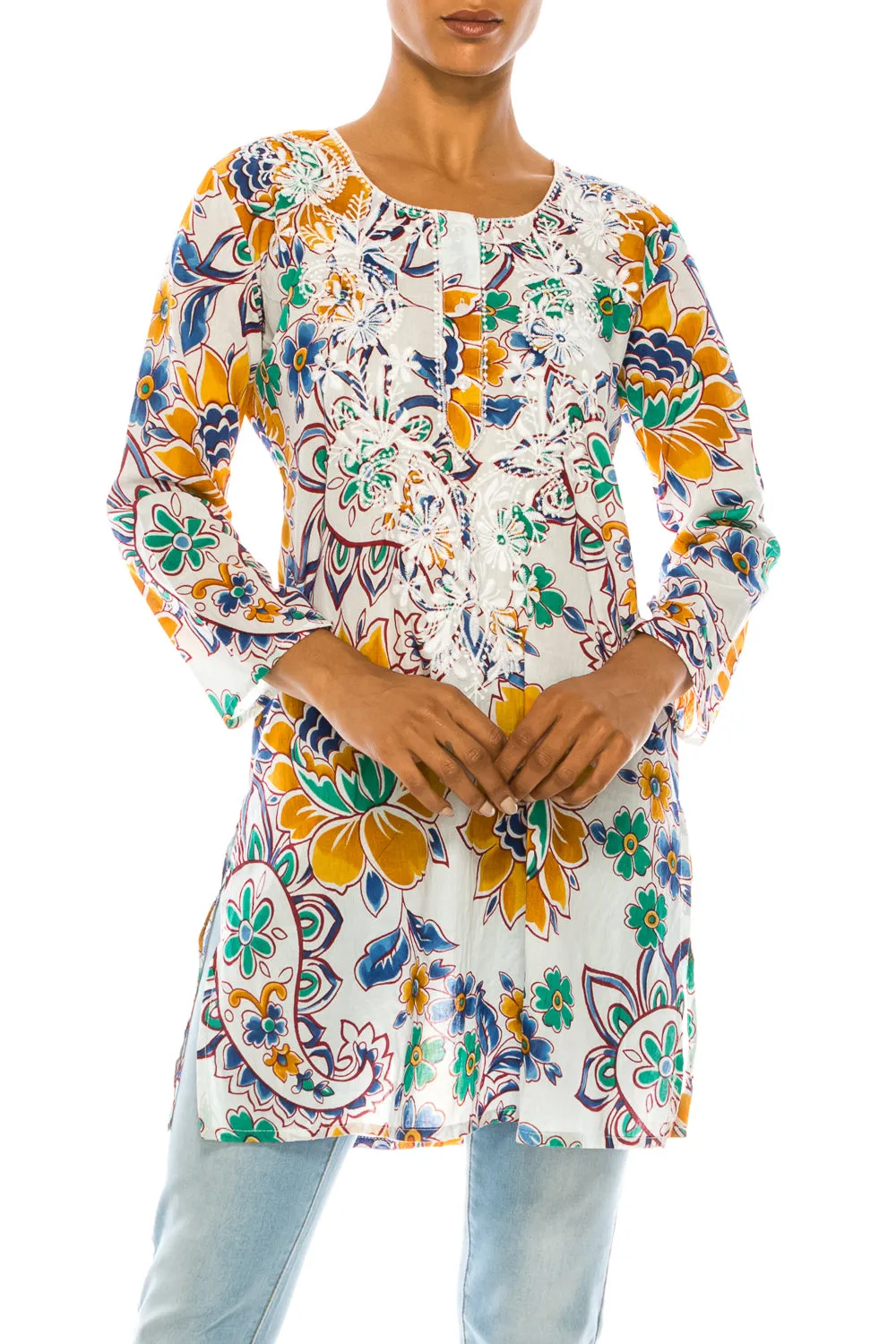 Boho Tunic with Floral Embroidery