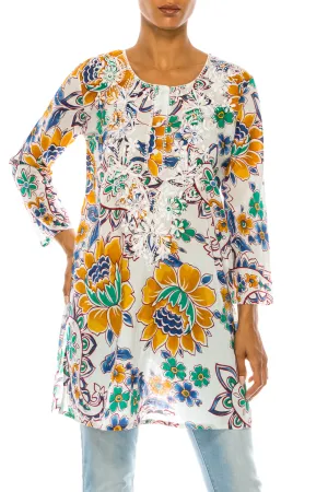 Boho Tunic with Floral Embroidery