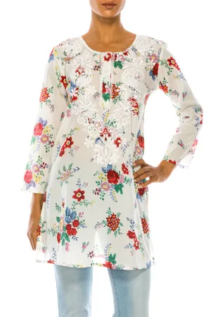 Boho Tunic with Floral Embroidery