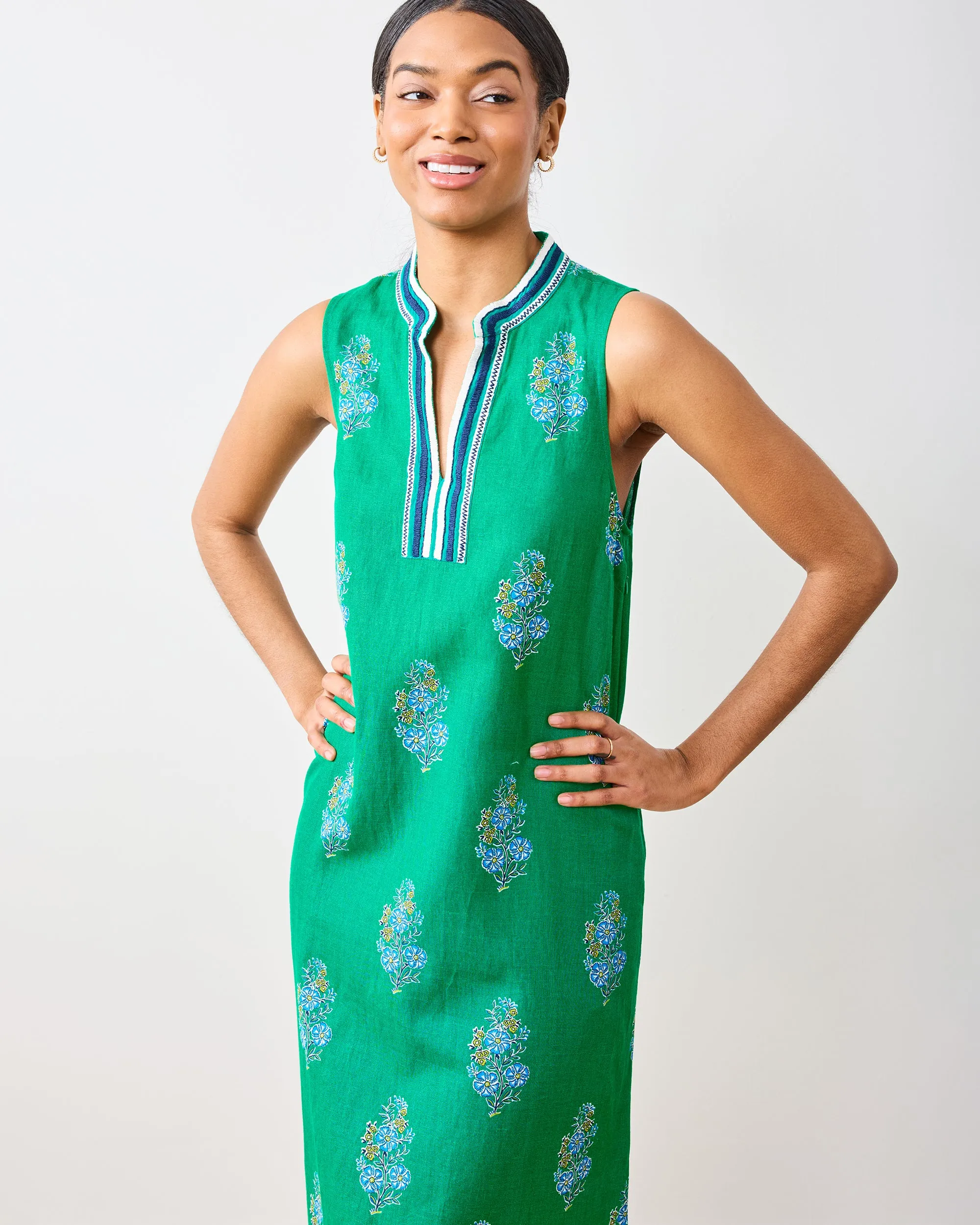 Bouquet Blossoms - Ocean View Long Tunic Dress - Lucky Green
