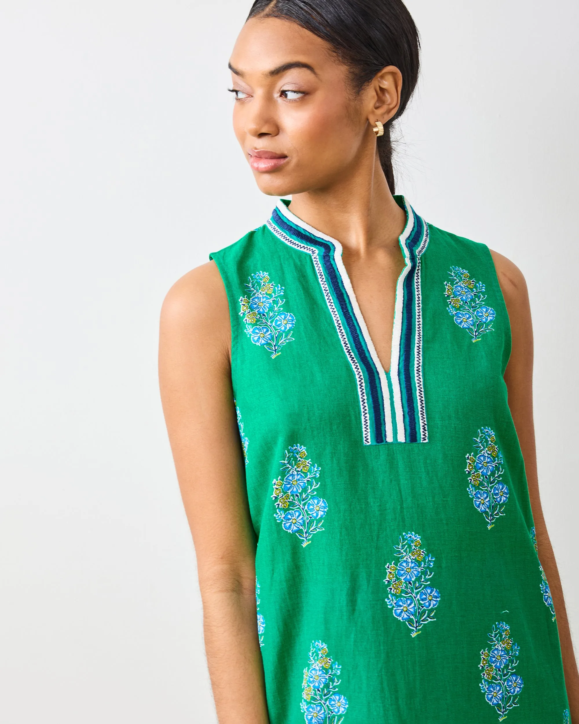 Bouquet Blossoms - Ocean View Long Tunic Dress - Lucky Green