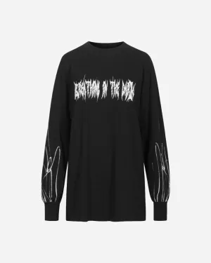 Boyfriend Tee Long Sleeve - Faded Black Strokes