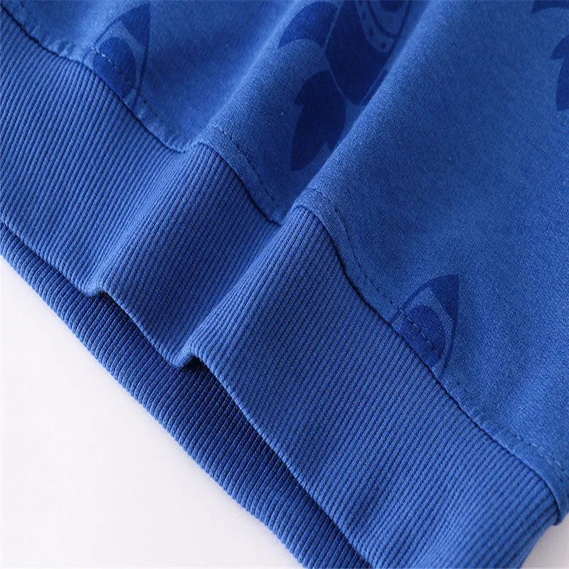 Boys Rocket Print Long Sleeve Cotton T-Shirt - Blue