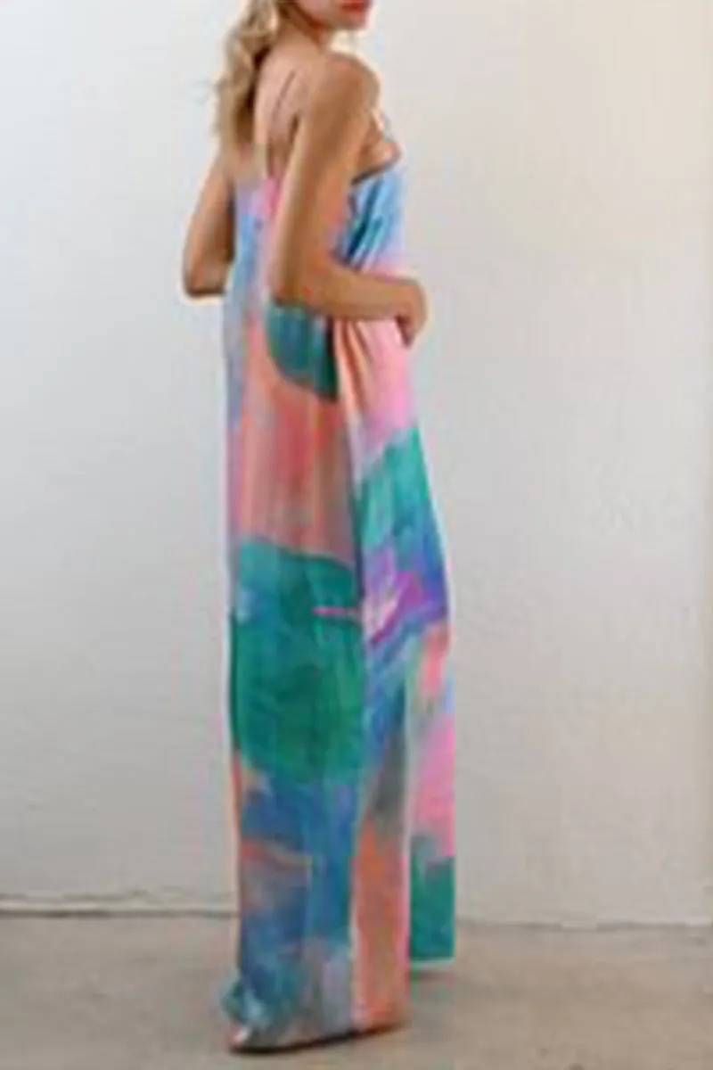BR3244 Tie Dye Slip Maxi Dress