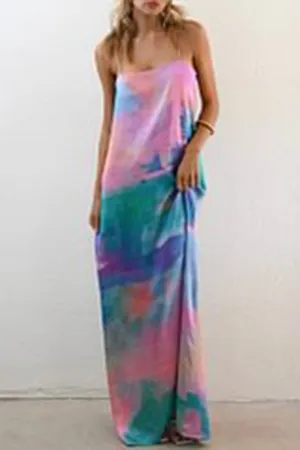 BR3244 Tie Dye Slip Maxi Dress