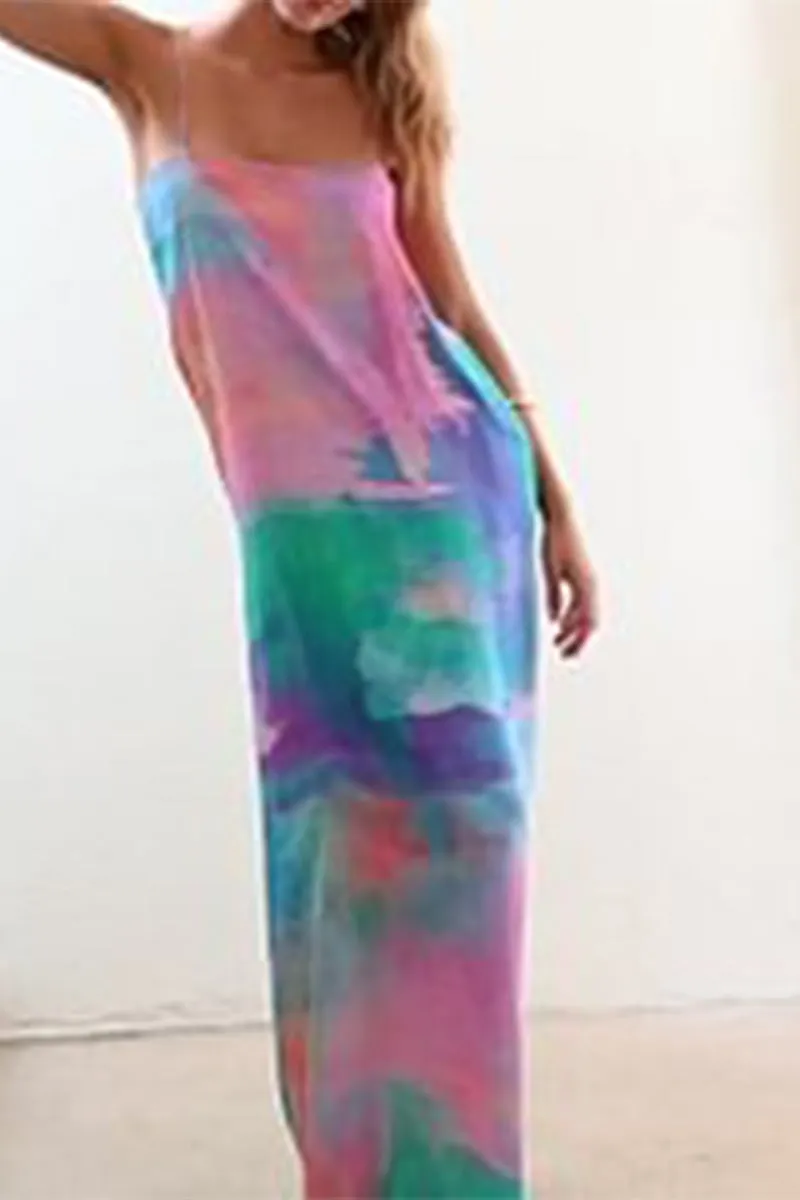 BR3244 Tie Dye Slip Maxi Dress