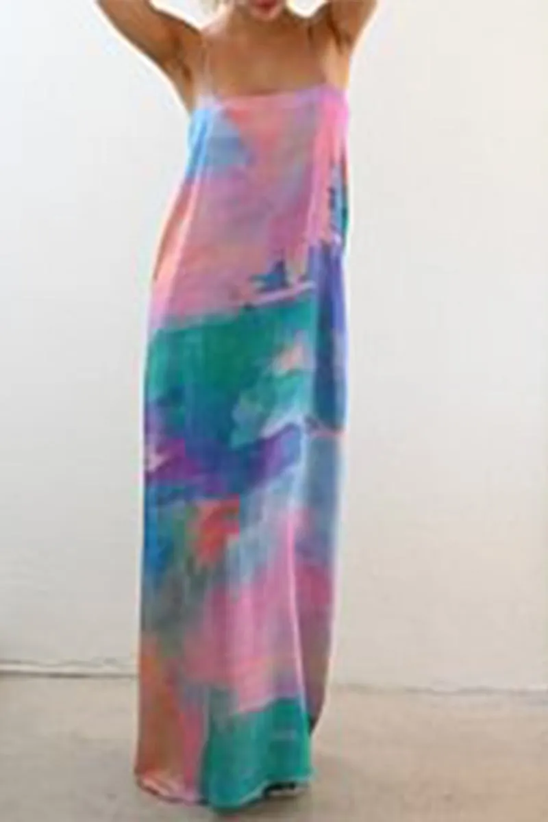 BR3244 Tie Dye Slip Maxi Dress