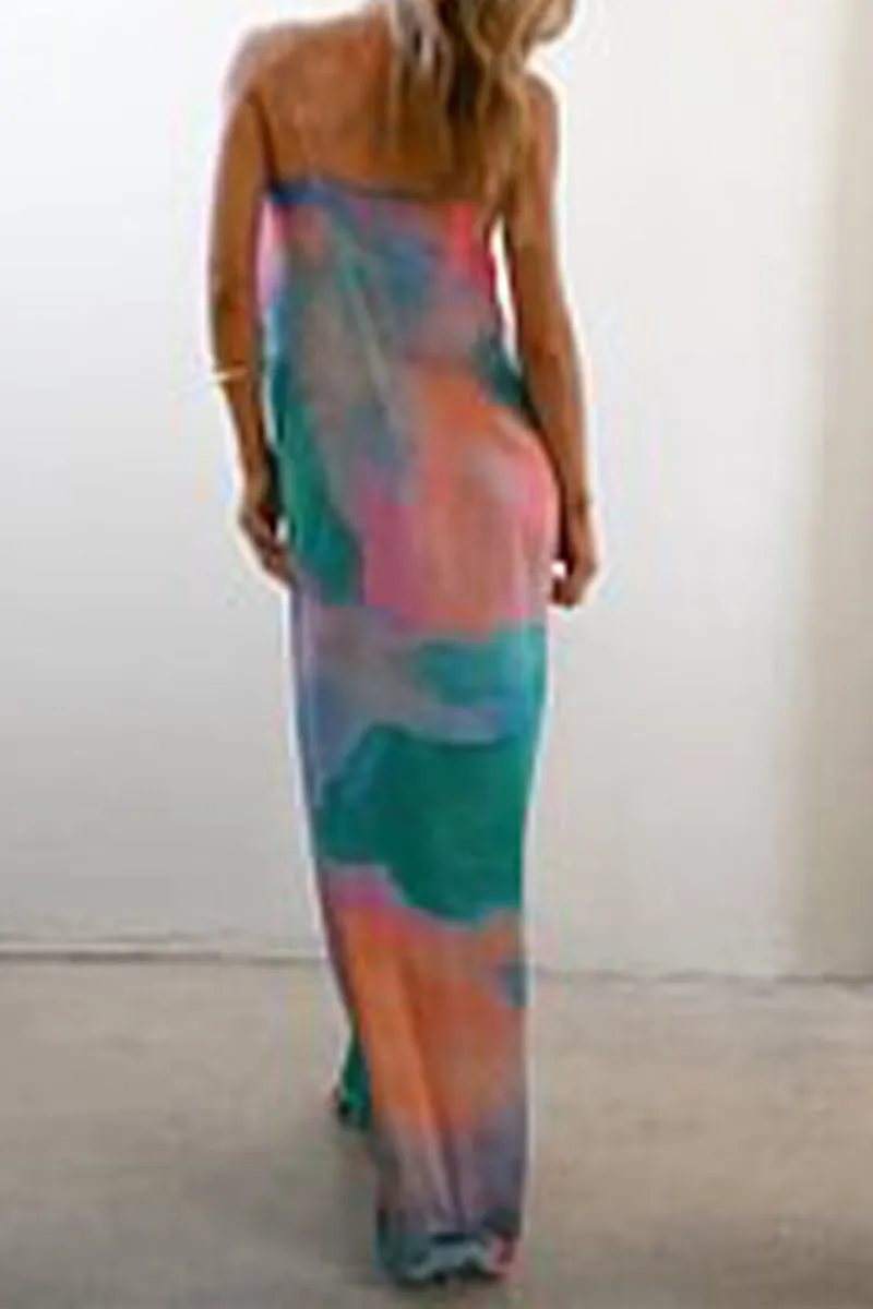 BR3244 Tie Dye Slip Maxi Dress