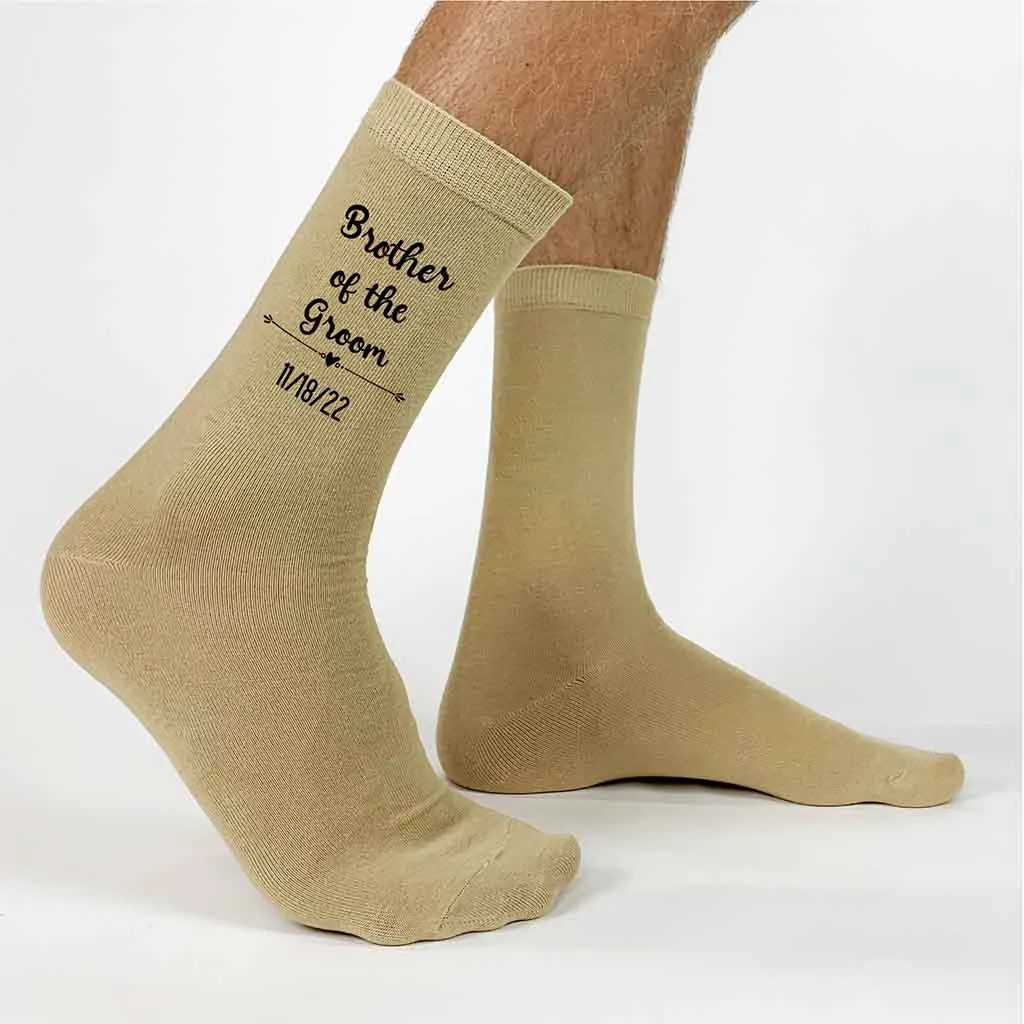 Brother of the Groom Personalized Socks with the Wedding Date