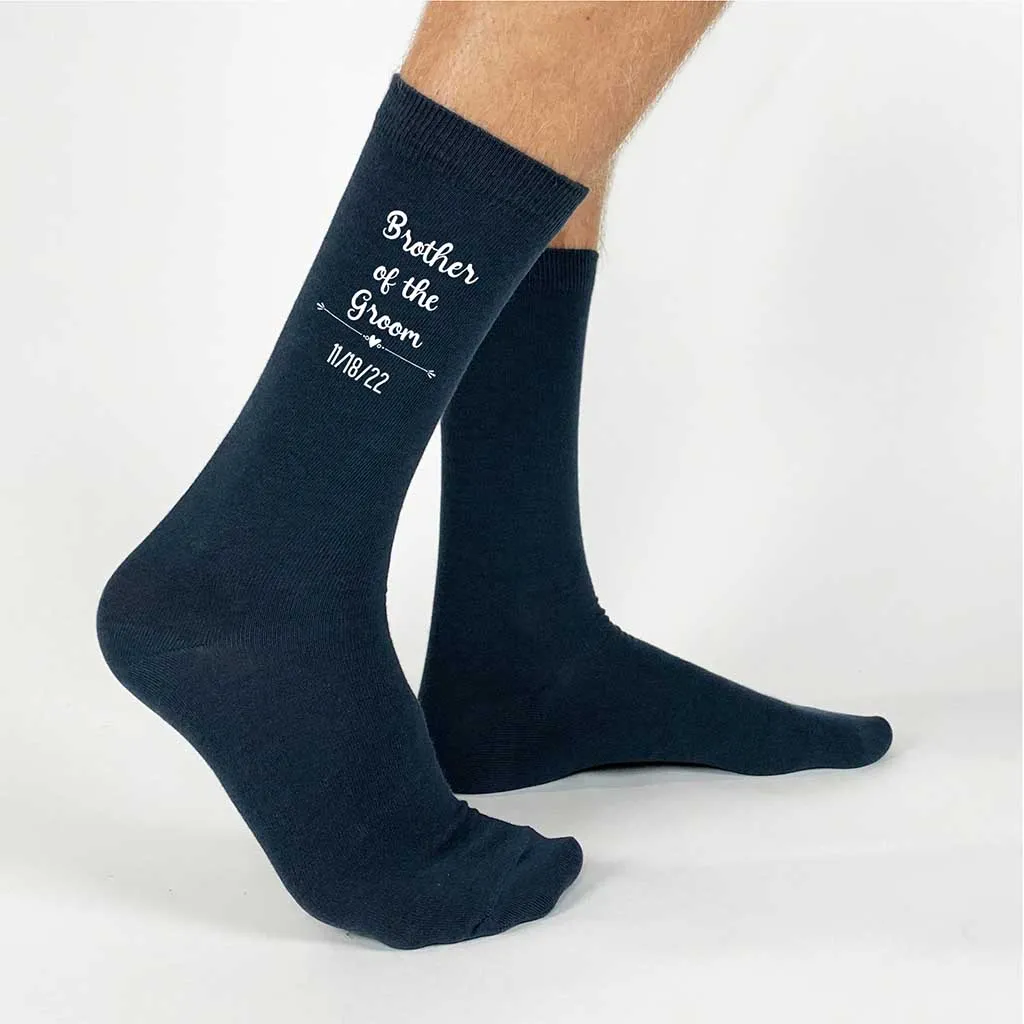 Brother of the Groom Personalized Socks with the Wedding Date