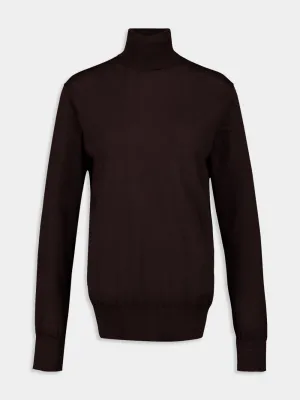 Brown Cashmere Turtleneck Sweater