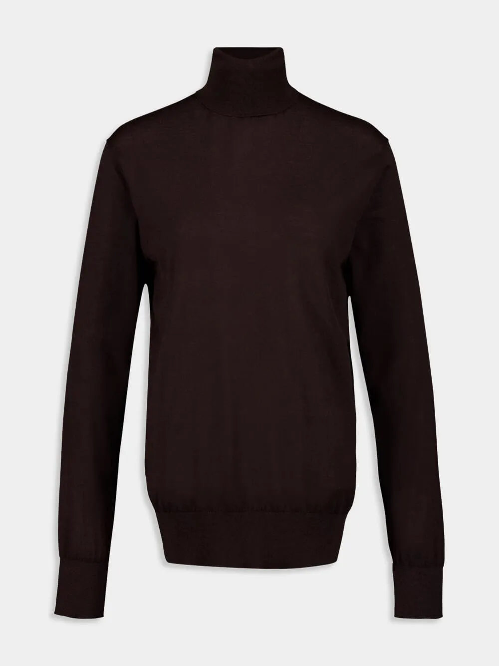 Brown Cashmere Turtleneck Sweater