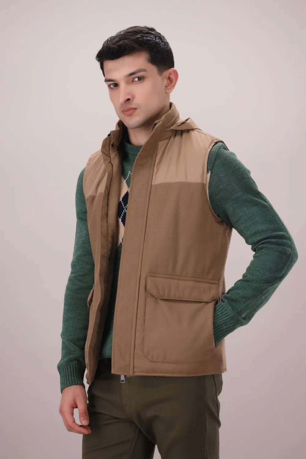 Brown Sleeveless Jacket