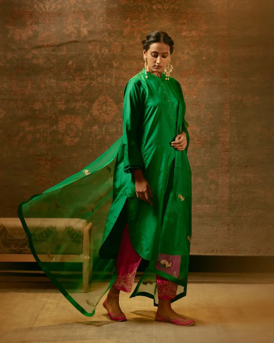 Bulbul green tunic with trousers-1