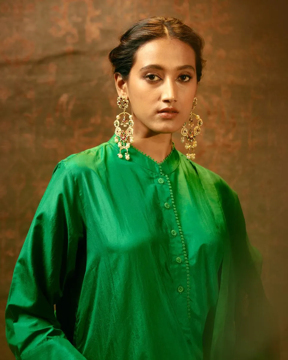 Bulbul green tunic with trousers-1