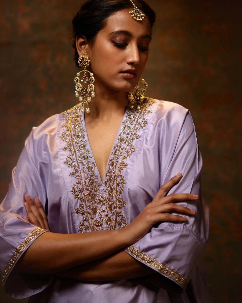 Bulbul lilac tunic with trousers-5