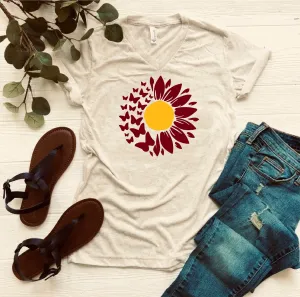 Butterfly Sunflower Shirt | Unisex Triblend V Neck