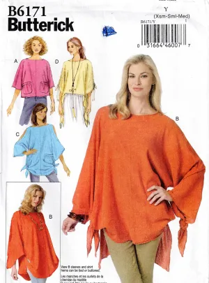 Butterick 6171 Womens Pullover Draped Tunic Tops Out Of Print Sewing Pattern Sizes XS - M UNCUT Factory Folded