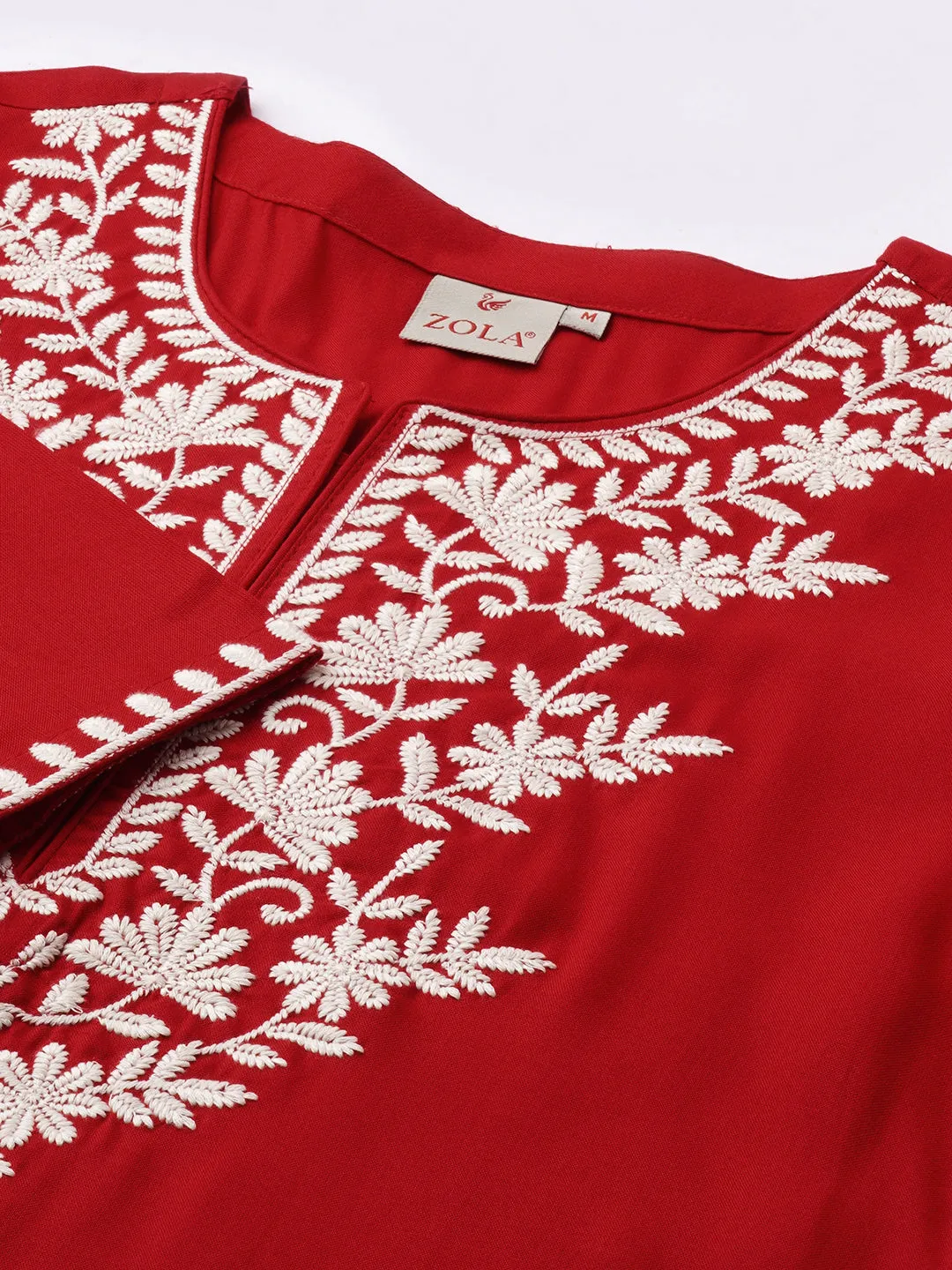 Buy Round Neckline Red Comfort Fit Rayon Tunic For Women Online - Zola
