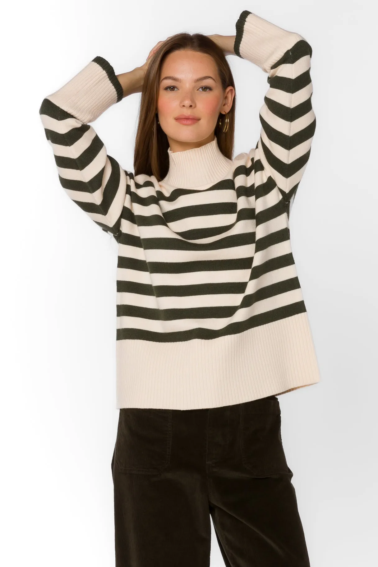 Caden Ivory Pine Stripe Sweater