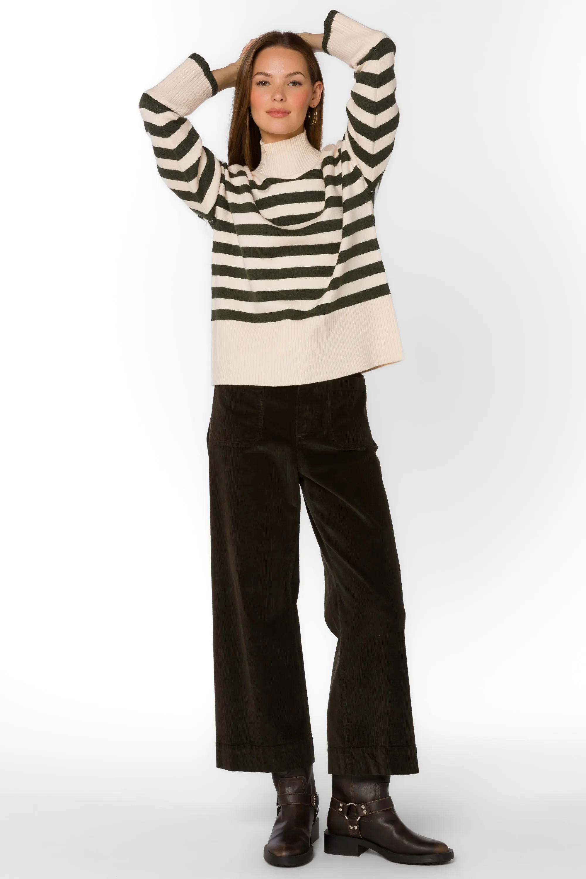 Caden Ivory Pine Stripe Sweater