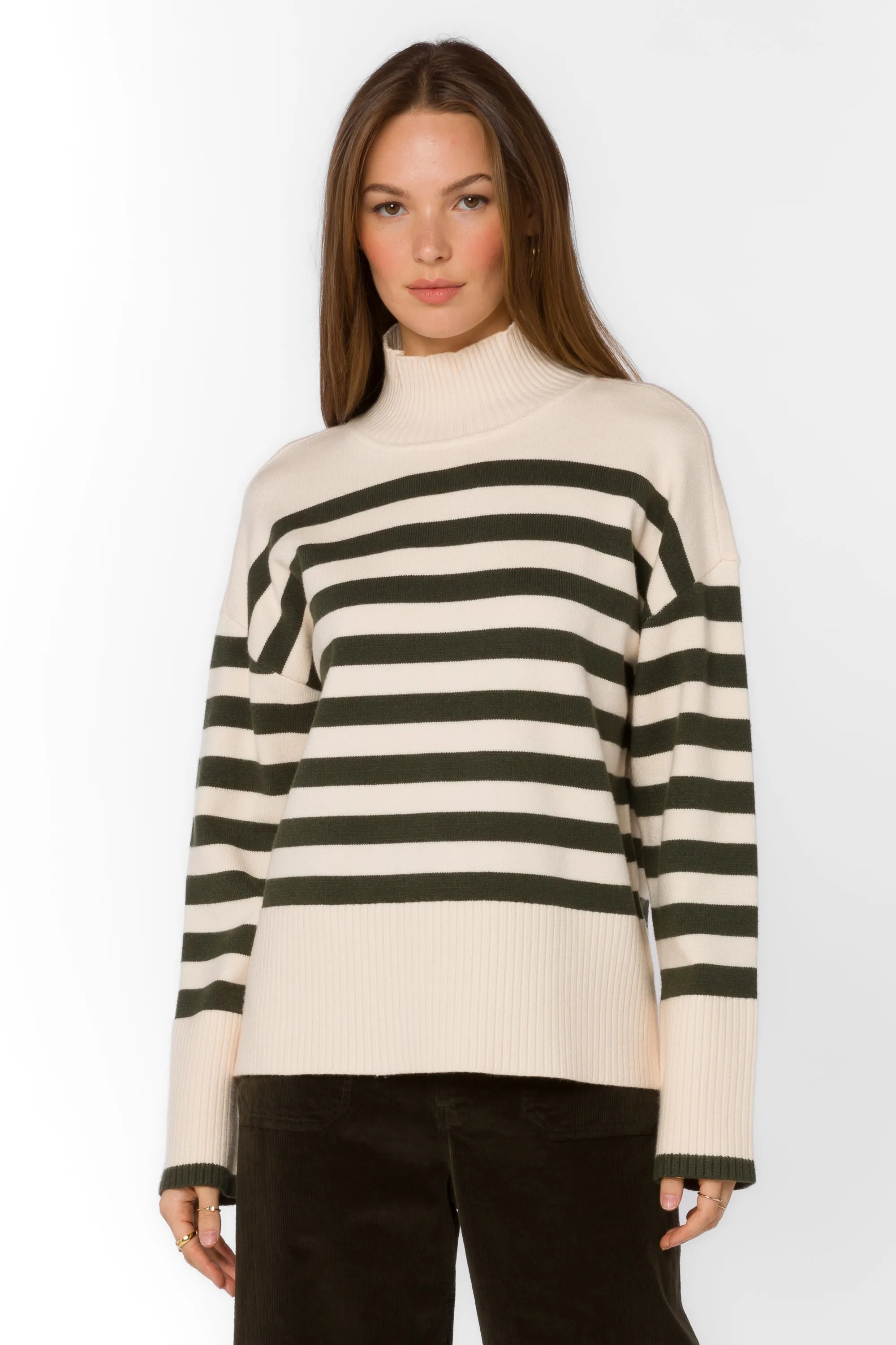 Caden Ivory Pine Stripe Sweater