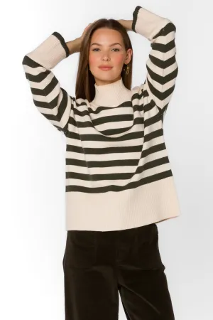 Caden Ivory Pine Stripe Sweater