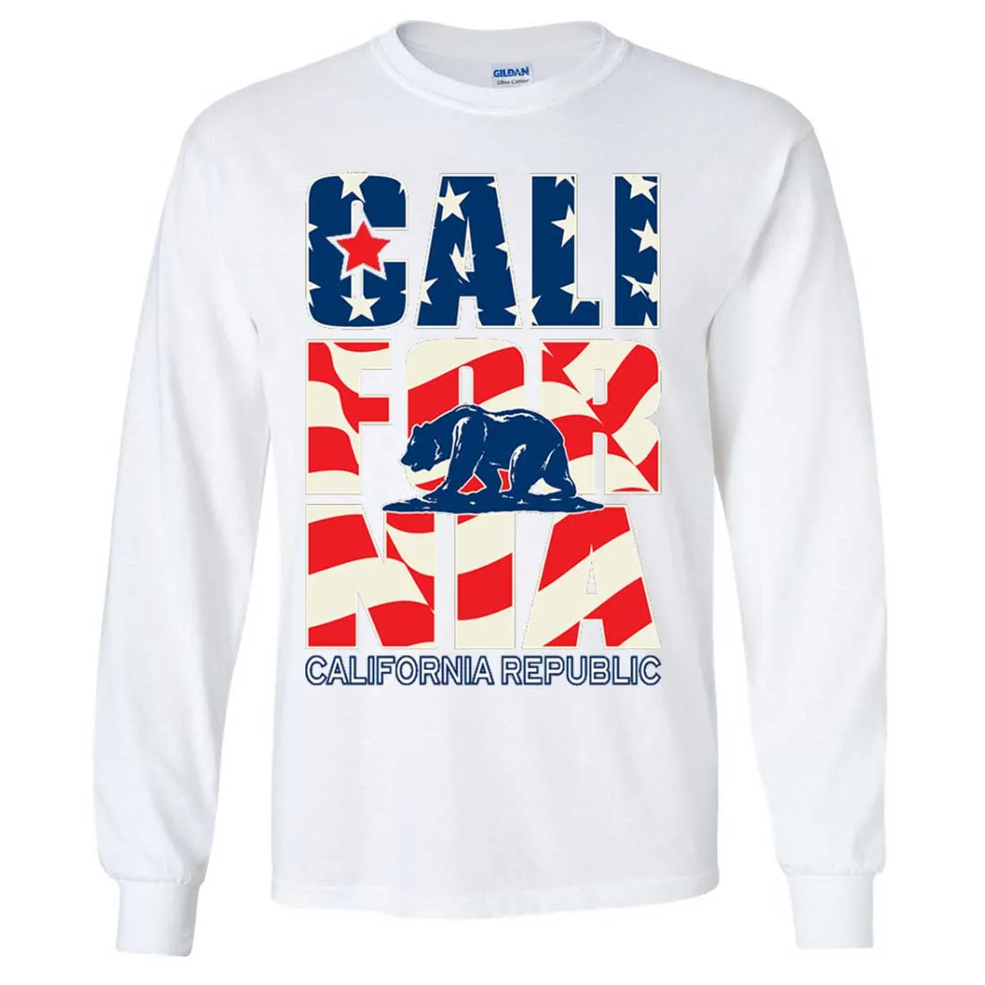 California Republic USA Flag Long Sleeve Shirt