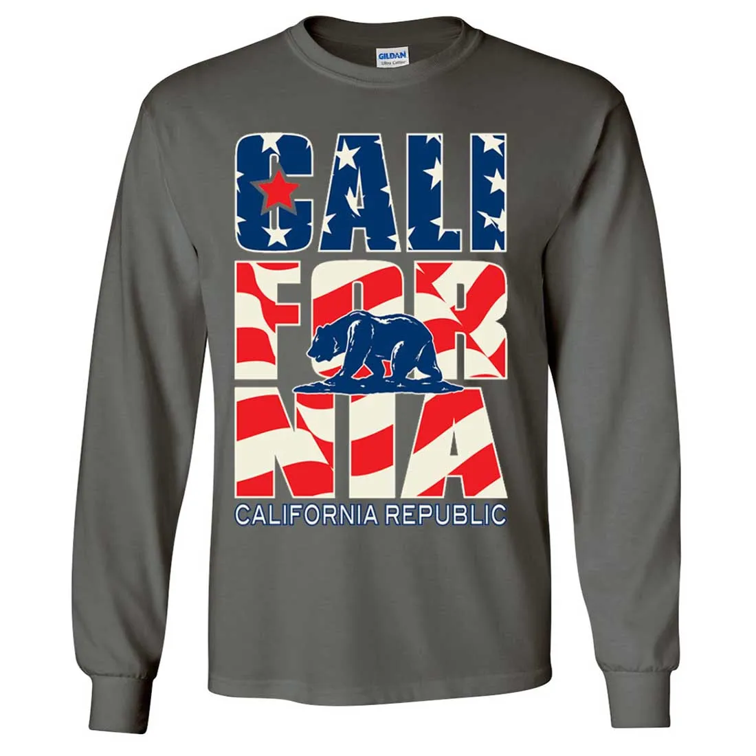 California Republic USA Flag Long Sleeve Shirt