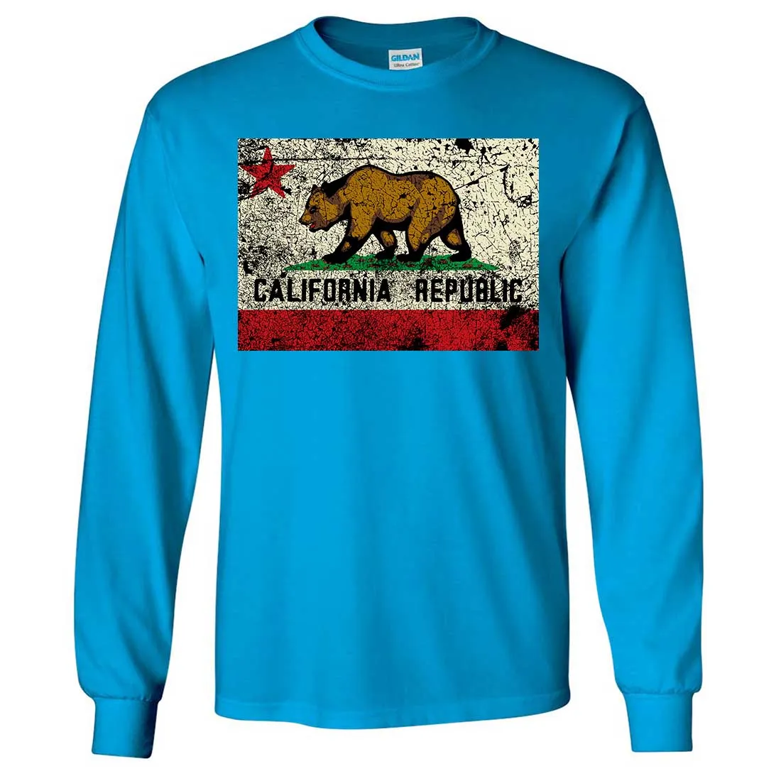 California State Flag Distressed Long Sleeve Shirt