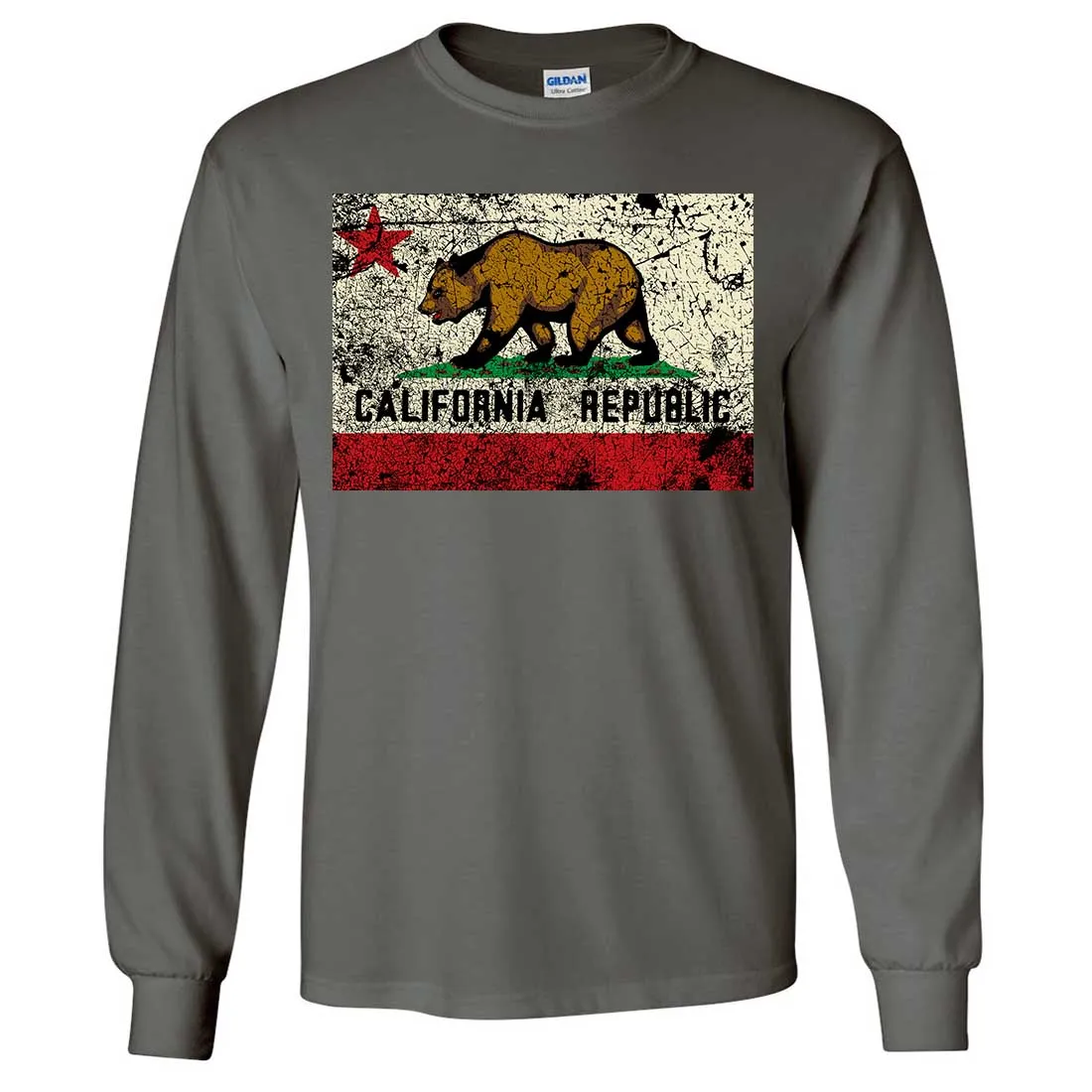 California State Flag Distressed Long Sleeve Shirt