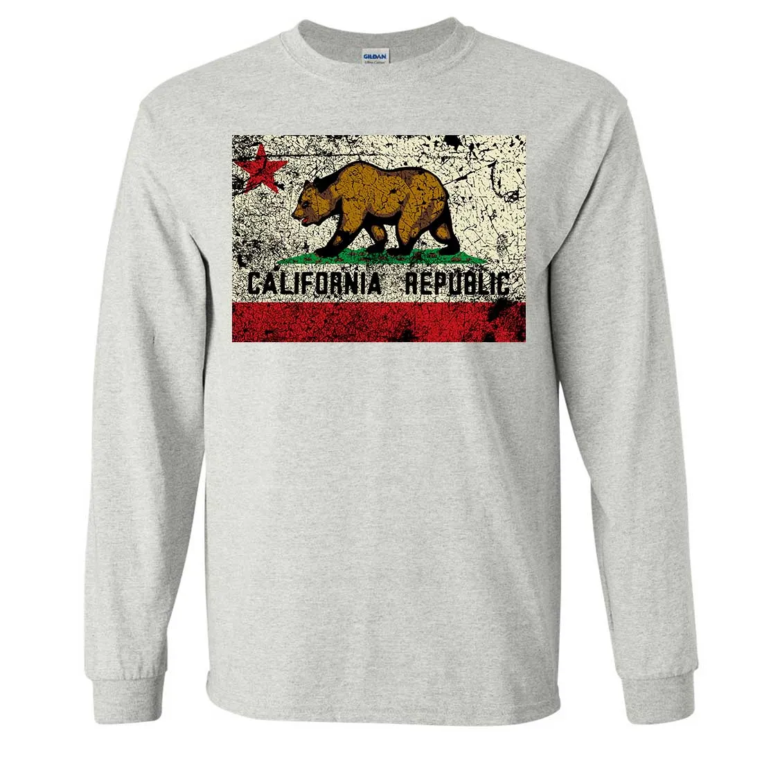 California State Flag Distressed Long Sleeve Shirt
