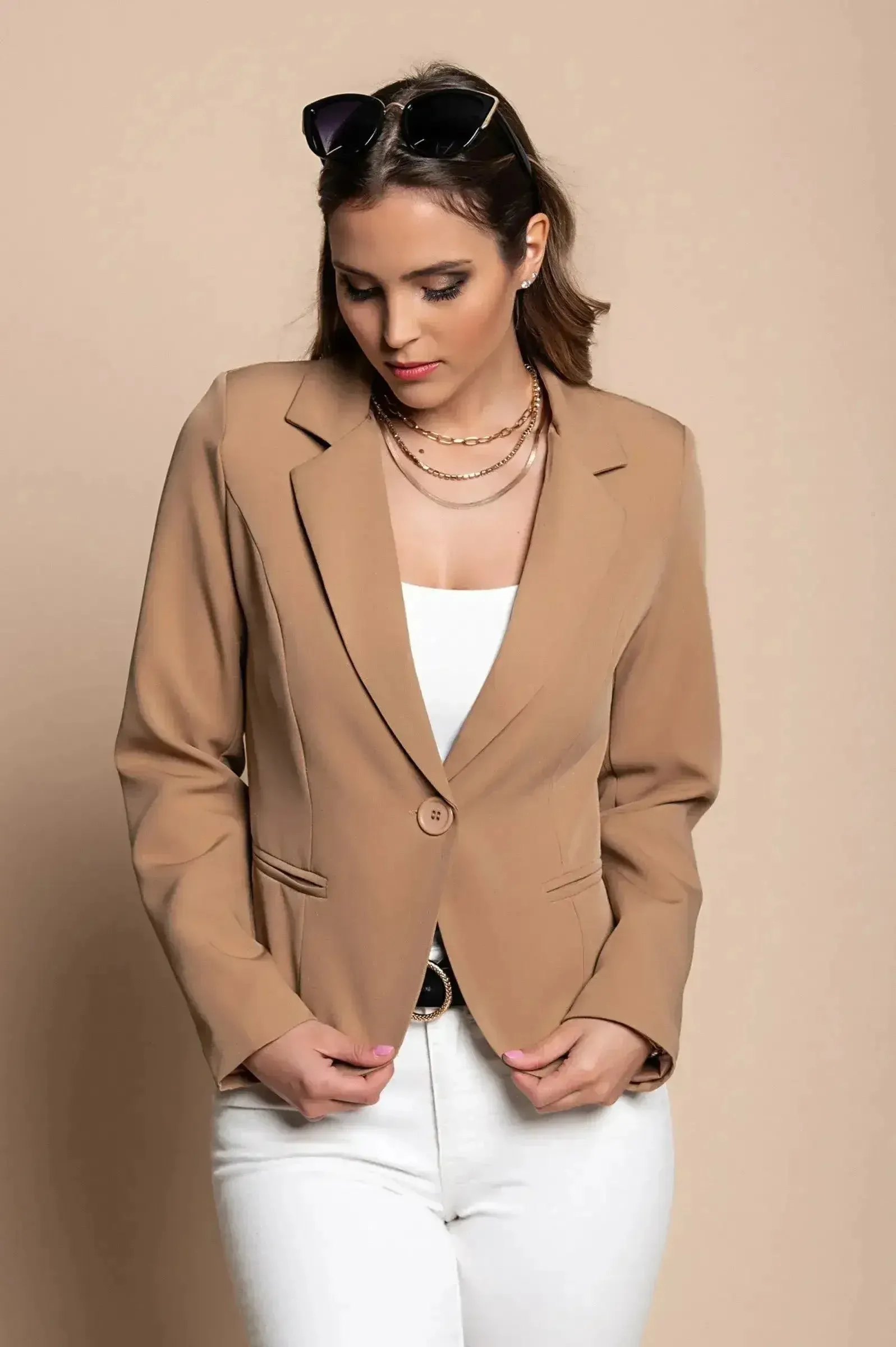 Camel Softina Blazer - Italian Tailored Fit | Femstylo