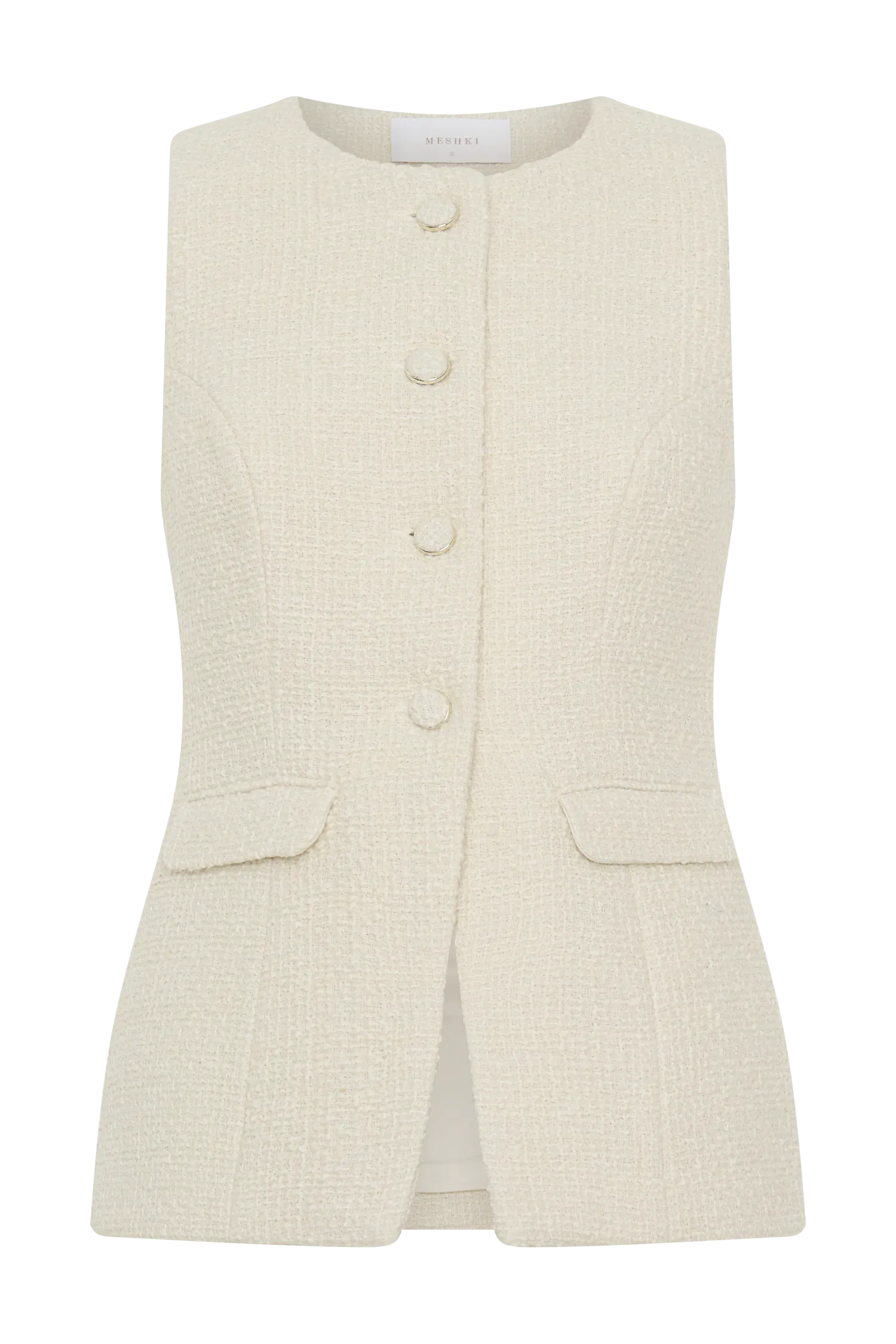 Camilla Boucle Sleeveless Vest - Ivory