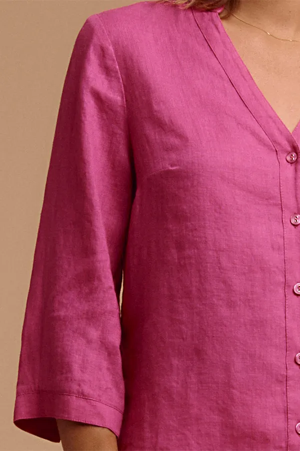 CAMILLA FITTED WASHED LINEN SHIRT