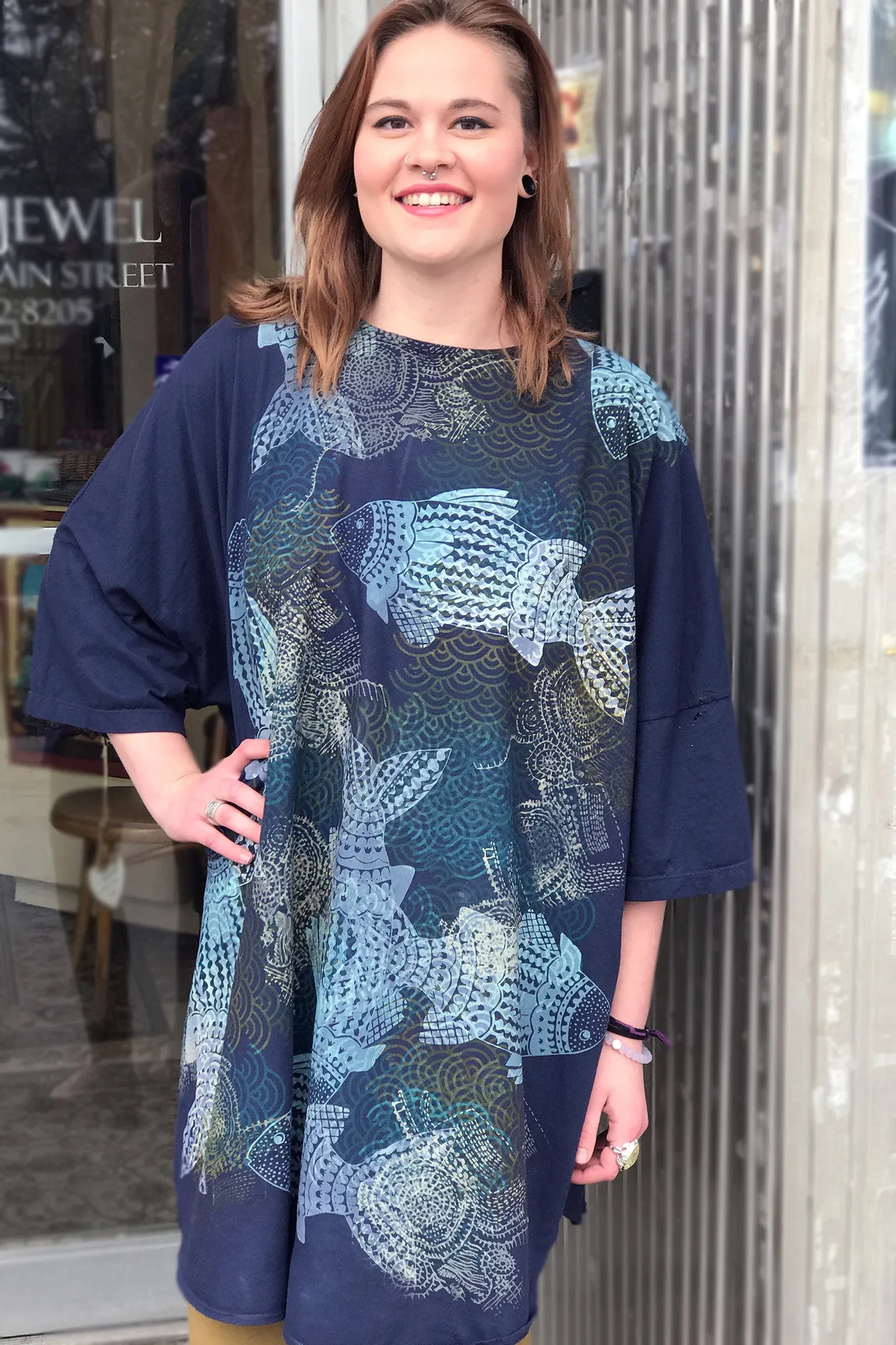 Camp Oversized Tunic Indigo Printed-2262D