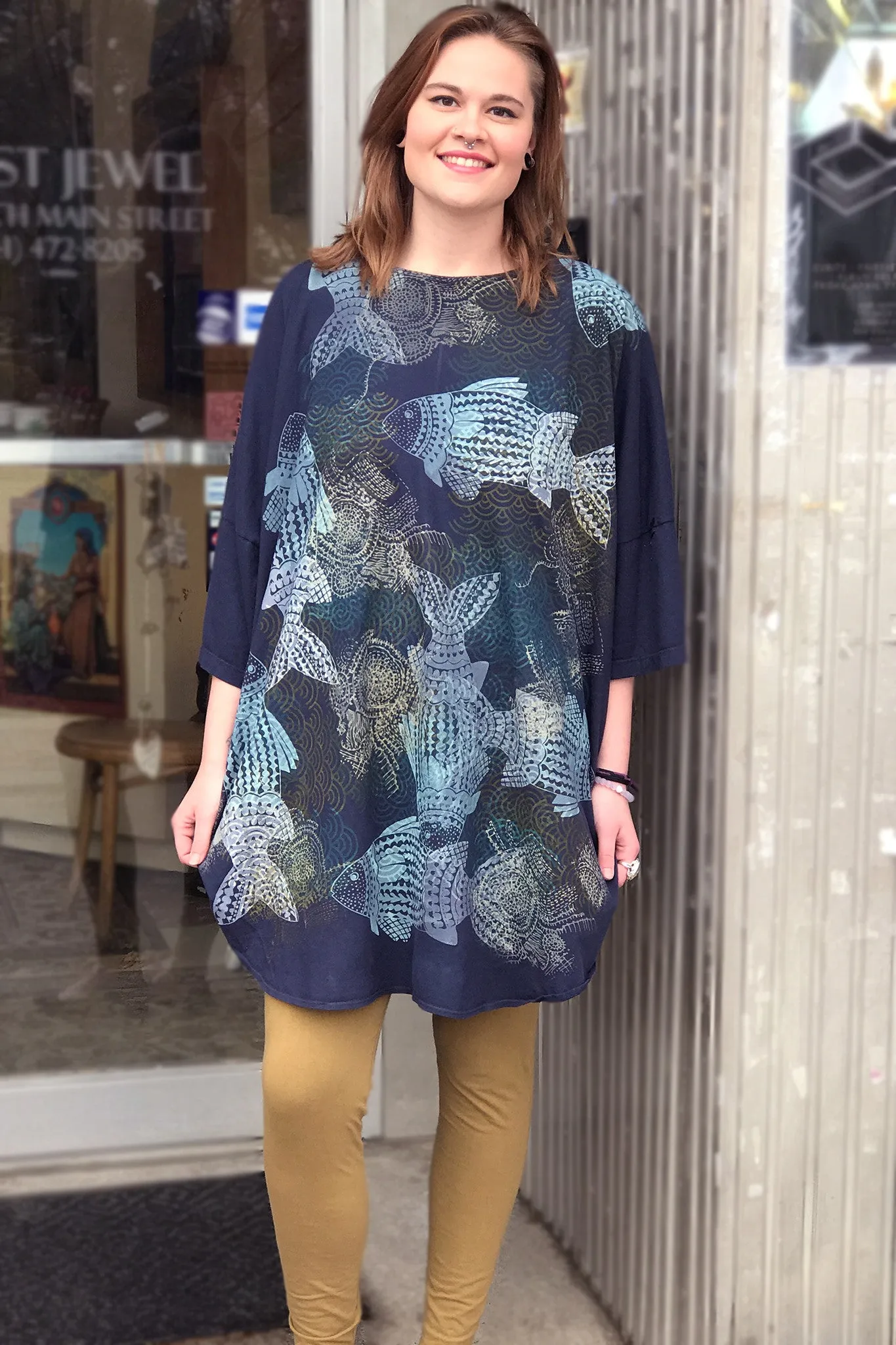 Camp Oversized Tunic Indigo Printed-2262D