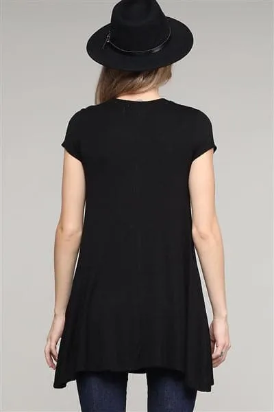 Cap Sleeve Solid Hue Tunic Black - Pack of 6